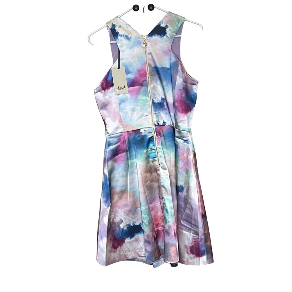 YUMI MULTI COLORED SWEETHEART PLEATED PROM DRESS WITH POCKETS US L 8 / 10 - Picture 8 of 16